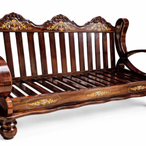 Handcrafted Solid Wood Wooden Sofa Bench with Inlay Work